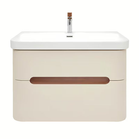 Viseća ormarić s umivaonikom SAT Fusion u mat pješčano bež boji s dvije ladice