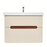 Viseća ormarić s umivaonikom SAT Fusion u mat pješčano bež boji s dvije ladice