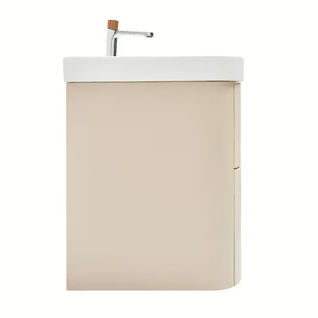 Viseća ormarić s umivaonikom SAT Fusion u mat pješčano bež boji s dvije ladice