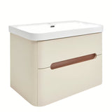 Viseća ormarić s keramičkim umivaonikom SAT Fusion u mat pješčano bež boji