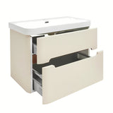 Viseća ormarić s keramičkim umivaonikom SAT Fusion u mat pješčano bež boji