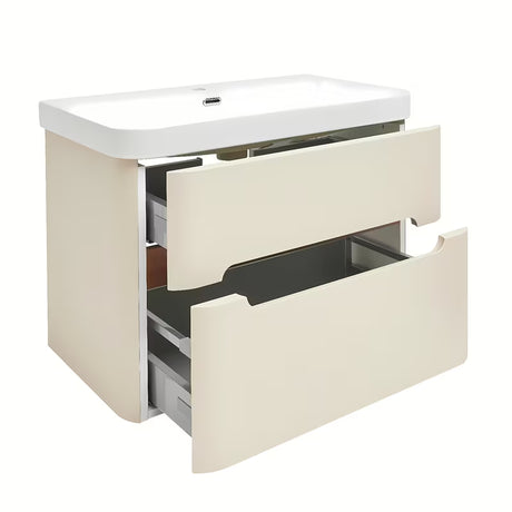 Viseća ormarić s keramičkim umivaonikom SAT Fusion u mat pješčano bež boji