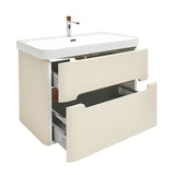 Viseća kupaonski ormarić s umivaonikom SAT Fusion u mat pješčano bež boji s dvije ladice