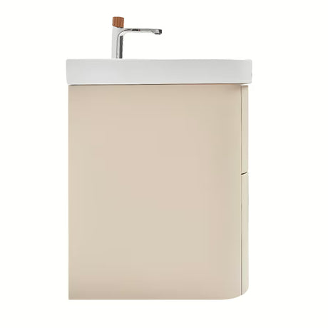 Viseća kupaonski ormarić s umivaonikom SAT Fusion u mat pješčano bež boji s dvije ladice