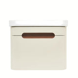 Viseća kupaonski ormarić SAT Fusion s keramičkim umivaonikom u mat pješčano bež boji