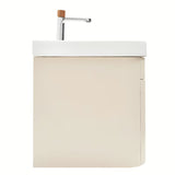 Viseća kupaonski ormarić SAT Fusion s keramičkim umivaonikom u mat pješčano bež boji