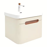 Viseća kupaonski ormarić SAT Fusion s umivaonikom u mat pješčano bež boji