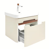 Viseća kupaonski ormarić SAT Fusion s umivaonikom u mat pješčano bež boji