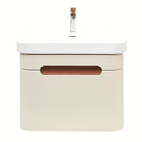 Viseća kupaonski ormarić SAT Fusion s umivaonikom u mat pješčano bež boji