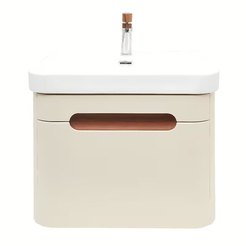 Viseća kupaonski ormarić SAT Fusion s umivaonikom u mat pješčano bež boji