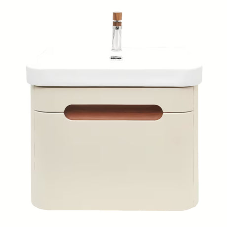 Viseća kupaonski ormarić SAT Fusion s umivaonikom u mat pješčano bež boji