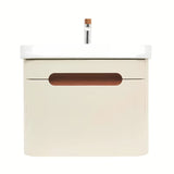 Viseća kupaonski ormarić SAT Fusion s umivaonikom u mat pješčano bež boji