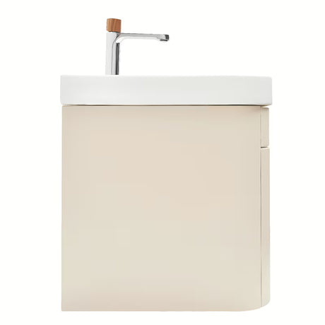 Viseća kupaonski ormarić SAT Fusion s umivaonikom u mat pješčano bež boji