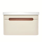 Viseća ormarić s keramičkim umivaonikom SAT Fusion u mat pješčano bež boji sa zaobljenim rubovima