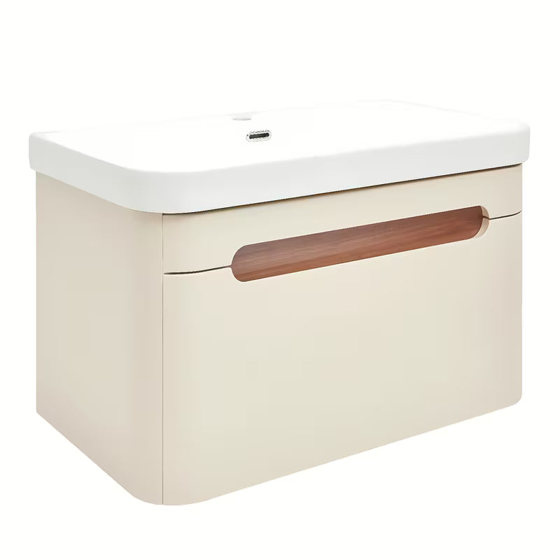 Viseća kupaonski ormarić s umivaonikom SAT Fusion u pješčano bež mat boji