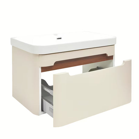 Viseća kupaonski ormarić s umivaonikom SAT Fusion u pješčano bež mat boji