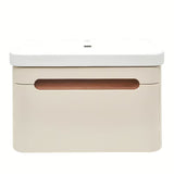 Viseća kupaonski ormarić s umivaonikom SAT Fusion u pješčano bež mat boji