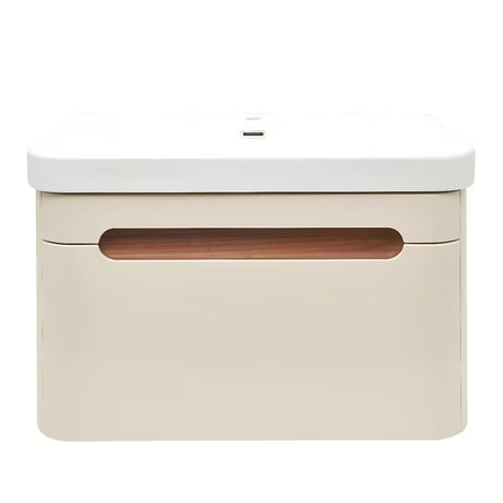 Viseća kupaonski ormarić s umivaonikom SAT Fusion u pješčano bež mat boji