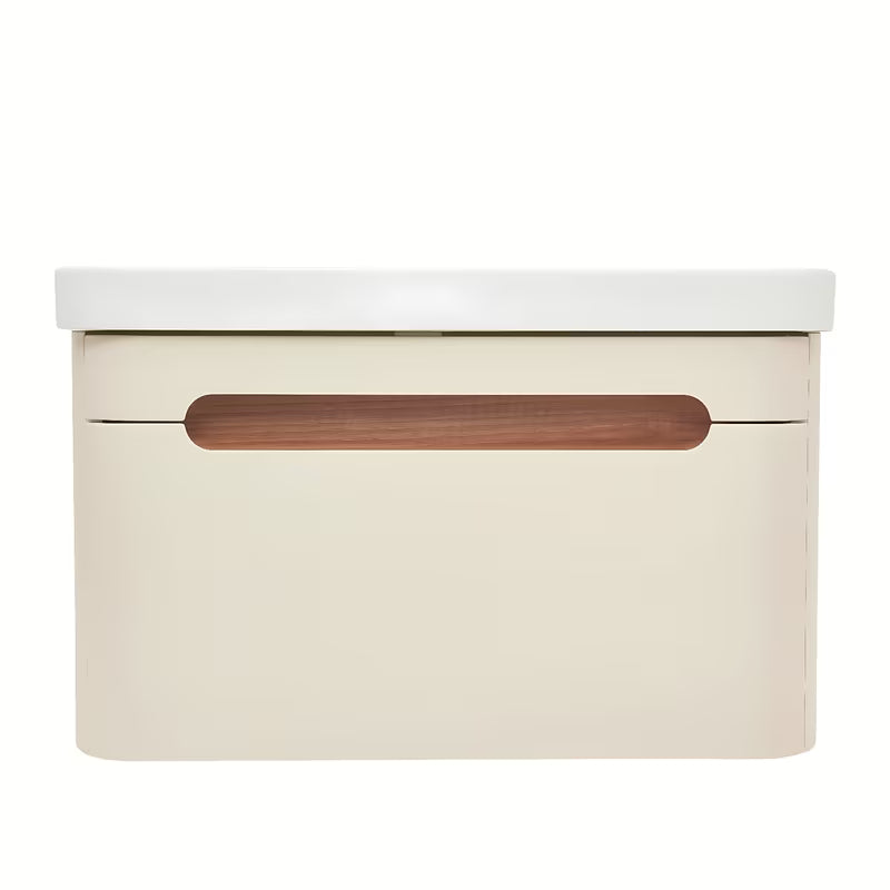 Viseća kupaonski ormarić s umivaonikom SAT Fusion u pješčano bež mat boji