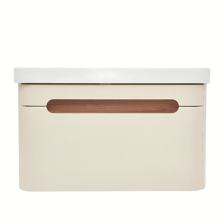 Viseća kupaonski ormarić s umivaonikom SAT Fusion u pješčano bež mat boji