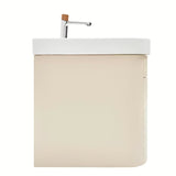 Viseća kupaonski ormarić s keramičkim umivaonikom SAT Fusion u mat pješčano bež boji.