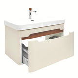 Viseća ormarić s umivaonikom SAT Fusion u mat pješčano bež boji s utičnicom i slavinom