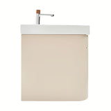 Viseća ormarić s umivaonikom SAT Fusion u mat pješčano bež boji s utičnicom i slavinom