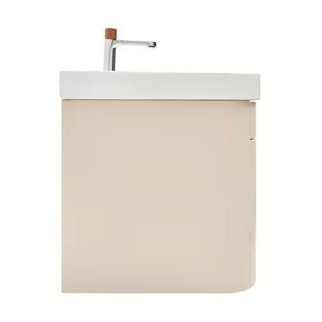 Viseća ormarić s umivaonikom SAT Fusion u mat pješčano bež boji s utičnicom i slavinom