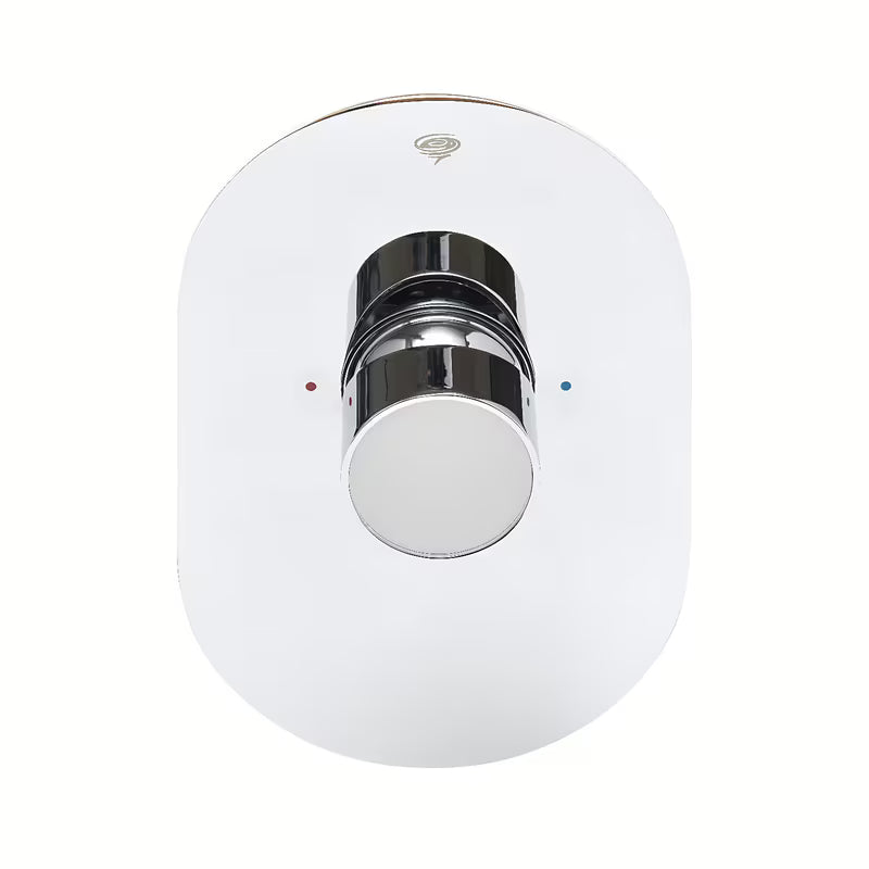 Podžbukna jednoručna baterija miješalica za tuš SAT Fusion u izvedbi od bijelog stakla pro modernu minimalističku kupaonicu.