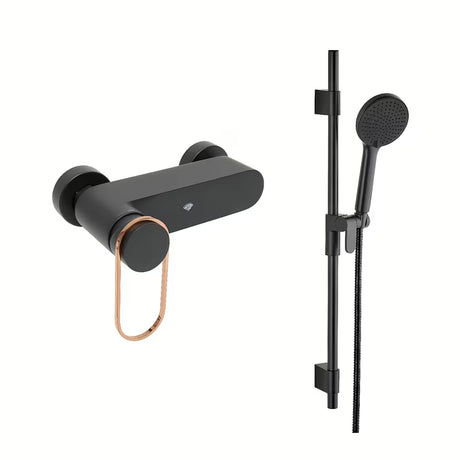 Zidna jednoručna baterija miješalica za tuš SAT Fusion u mat crnoj boji s tuš setom