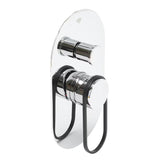 Podžbukna miješalica za tuš SAT Fusion s ručicom u sjajnoj crnoj izvedbi.