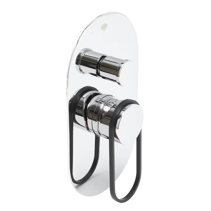 Podžbukna miješalica za tuš SAT Fusion s ručicom u sjajnoj crnoj izvedbi.