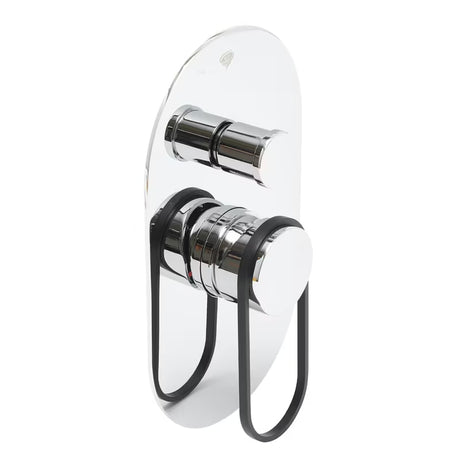 Podžbukna miješalica za tuš SAT Fusion s ručicom u sjajnoj crnoj izvedbi.