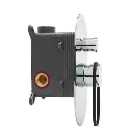 Podžbukna miješalica za tuš SAT Fusion s ručicom u sjajnoj crnoj izvedbi.