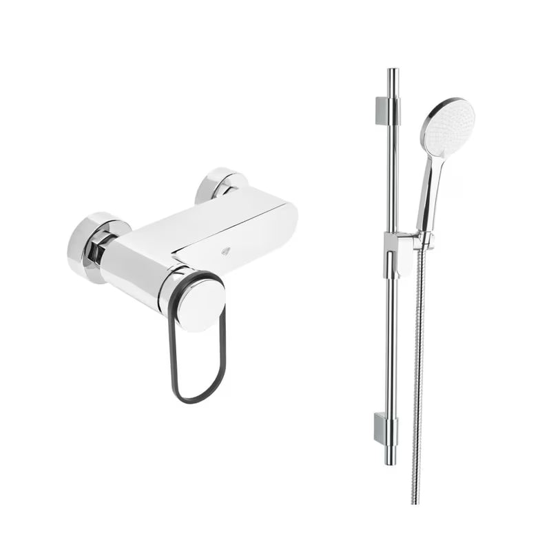 Kromirana jednoručna baterija miješalica za tuš SAT Fusion s tuš setom pro za zidnu montažu