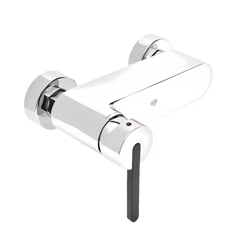 Kromirana jednoručna baterija miješalica za tuš SAT Fusion bez tuš seta s crnom zamjenjivom ručicom