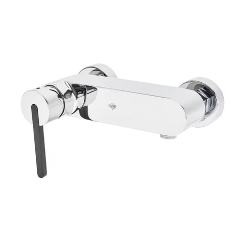 Kromirana jednoručna baterija miješalica za tuš SAT Fusion bez tuš seta s crnom zamjenjivom ručicom