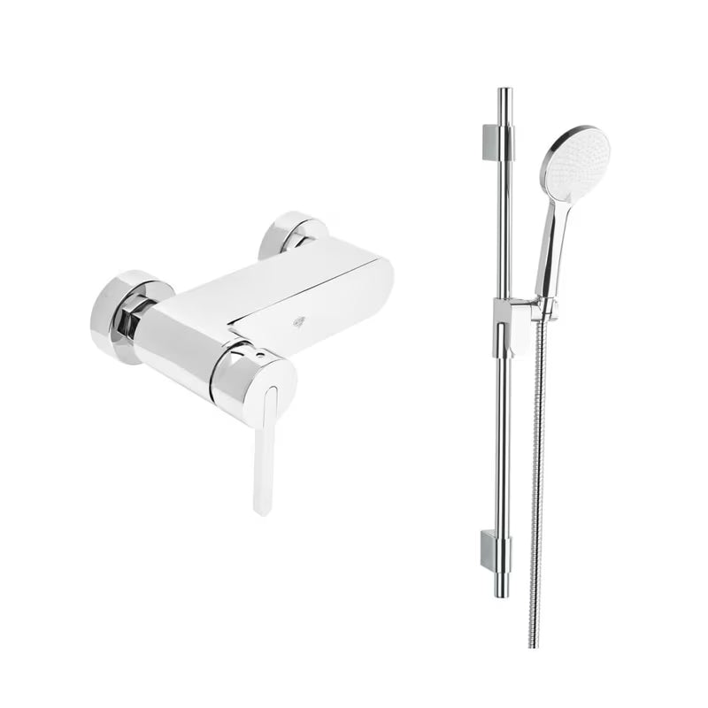 Miješalica za Tuš SAT Fusion u kromiranoj izvedbi s tuš setom pro za zidnu montažu.