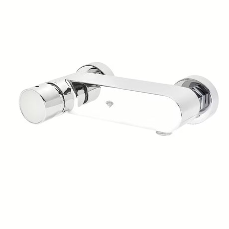 Zidna jednoručna baterija miješalica za tuš SAT Fusion u krom izvedbi s bijelom staklenom ručicom