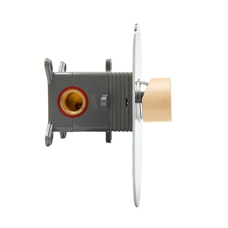 Podžbukna miješalica za tuš SAT Fusion u imitaciji drva s ručicom i kromiranim detaljima.