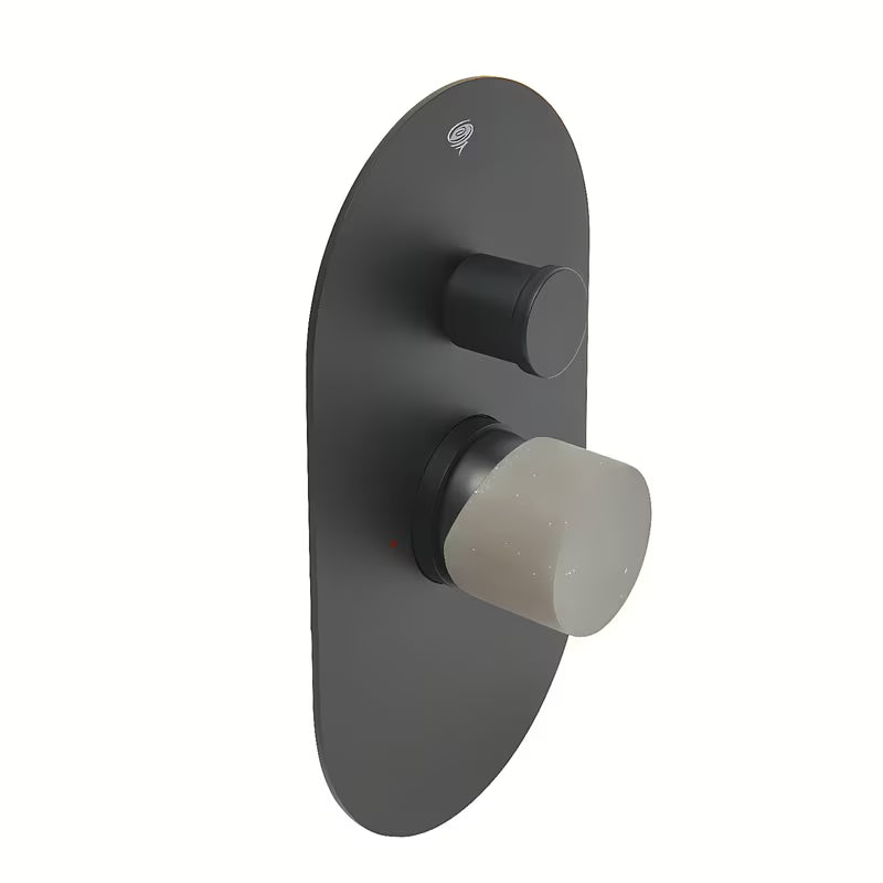 Podžbukna jednoručna baterija tuš i miješalica za kadu SAT Fusion u mat crnoj boji s ručicom u dizajnu betona