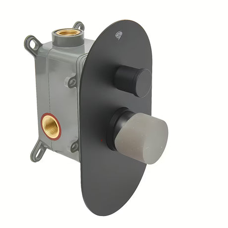 Podžbukna jednoručna baterija tuš i miješalica za kadu SAT Fusion u mat crnoj boji s ručicom u dizajnu betona