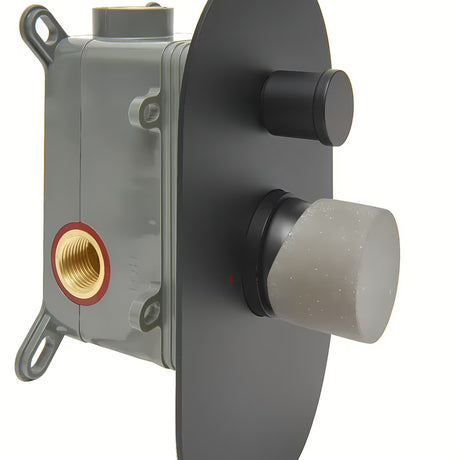 Podžbukna jednoručna baterija tuš i miješalica za kadu SAT Fusion u mat crnoj boji s ručicom u dizajnu betona