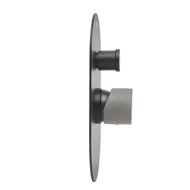 Podžbukna jednoručna baterija tuš i miješalica za kadu SAT Fusion u mat crnoj boji s ručicom u dizajnu betona