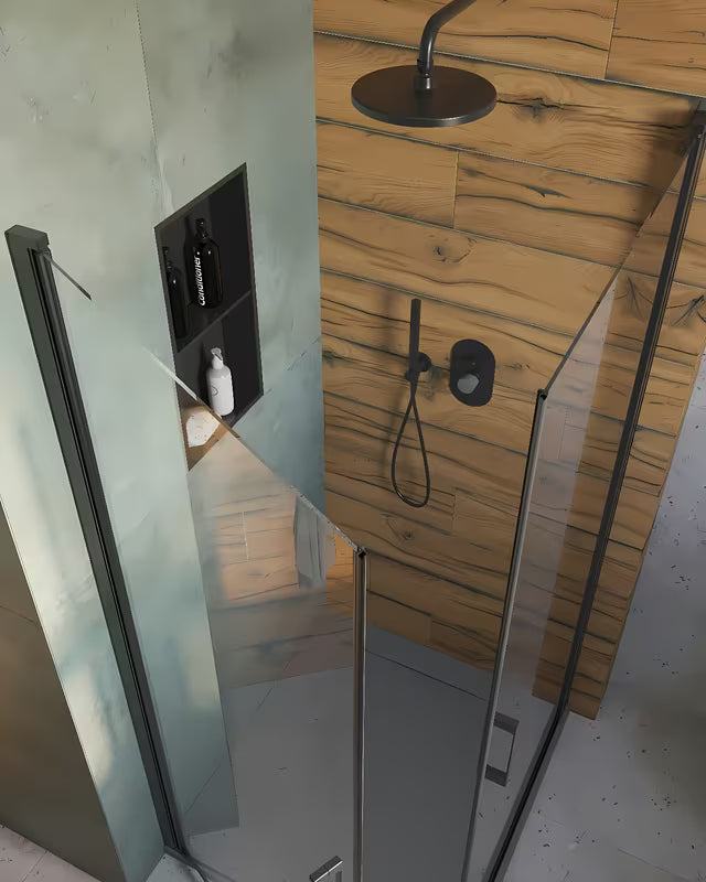 Podžbukna jednoručna baterija tuš i miješalica za kadu SAT Fusion u mat crnoj boji s ručicom u dizajnu betona