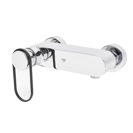 Mat crna zidna jednoručna baterija miješalica za tuš SAT Fusion s okruglom ručicom.