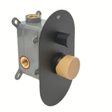 Podžbukna jednoručna baterija miješalica za tuš SAT Fusion u mat crnoj boji s ručicom u svijetlom drvu