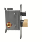 Podžbukna jednoručna baterija miješalica za tuš SAT Fusion u mat crnoj boji s ručicom u svijetlom drvu