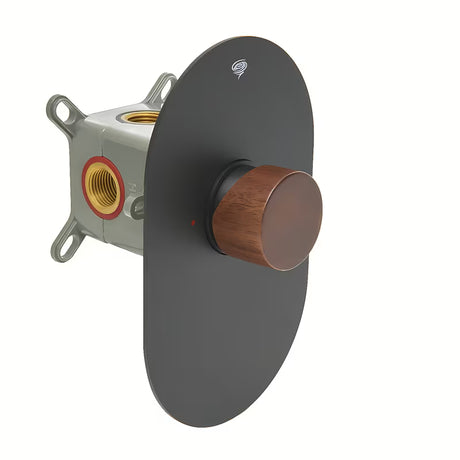 Podžbukna miješalica za tuš SAT Fusion s ručicom u dekoru tamnog drva i krom izvedbi