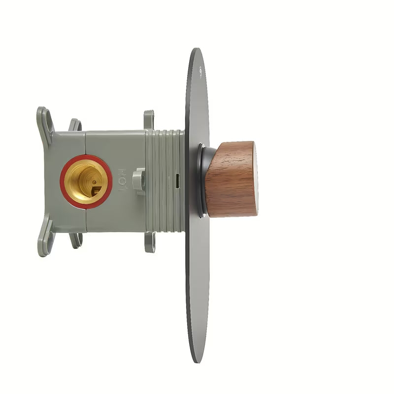 Podžbukna miješalica za tuš SAT Fusion s ručicom u dekoru tamnog drva i krom izvedbi